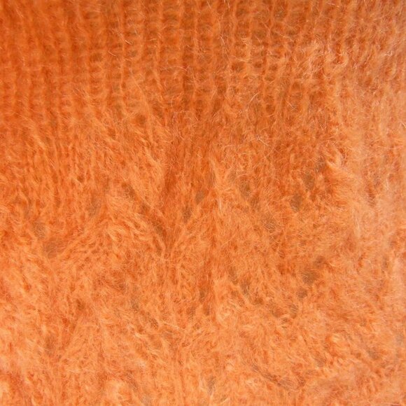 NEW MARIDRUNA Women's The Fiona Mohair Hand Knit Cardigan Sweater Size OS Orange - Picture 2 of 12